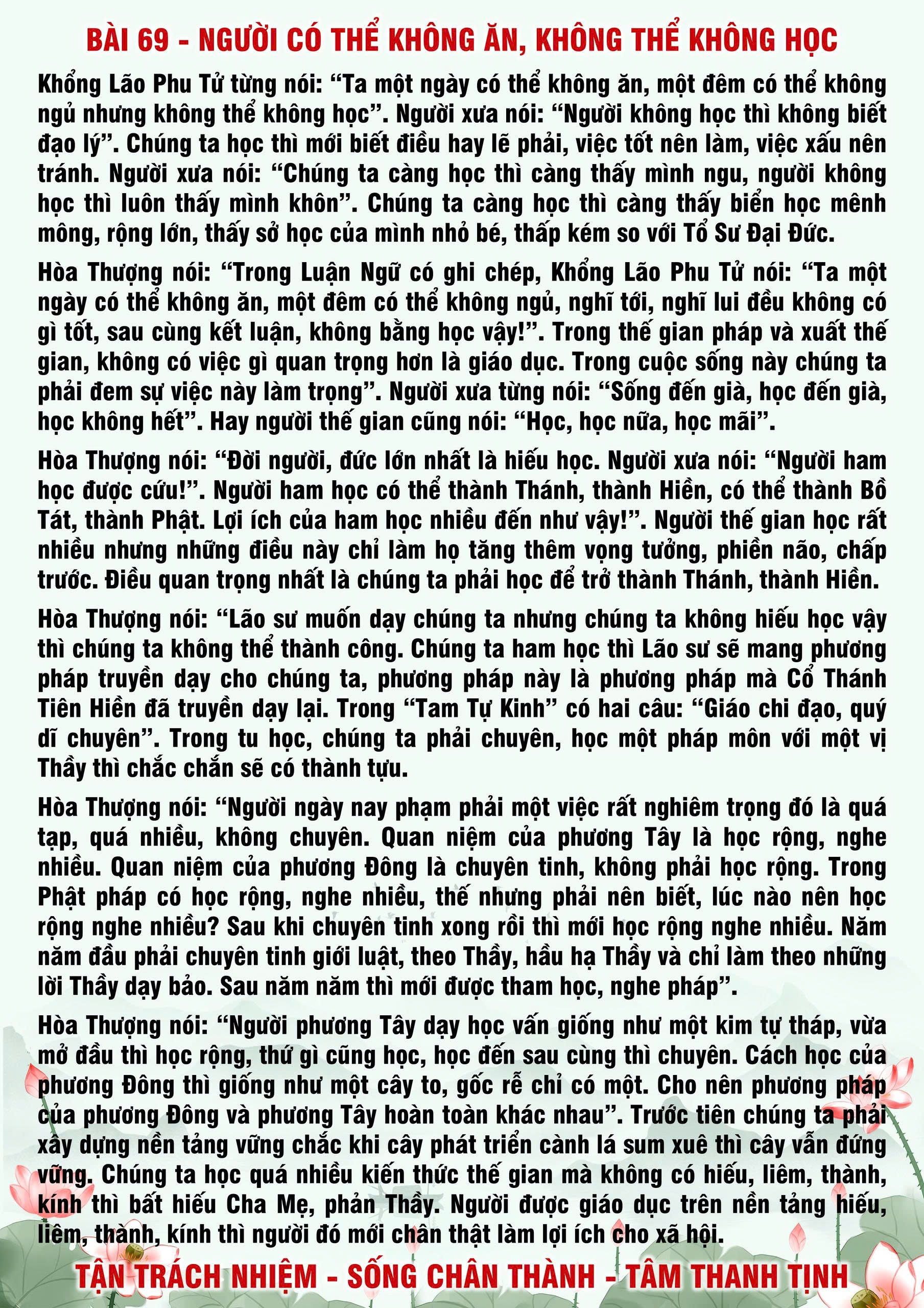 69 · PHTT - Người Có Thể Không Ăn, Không Thể Không Học - 69